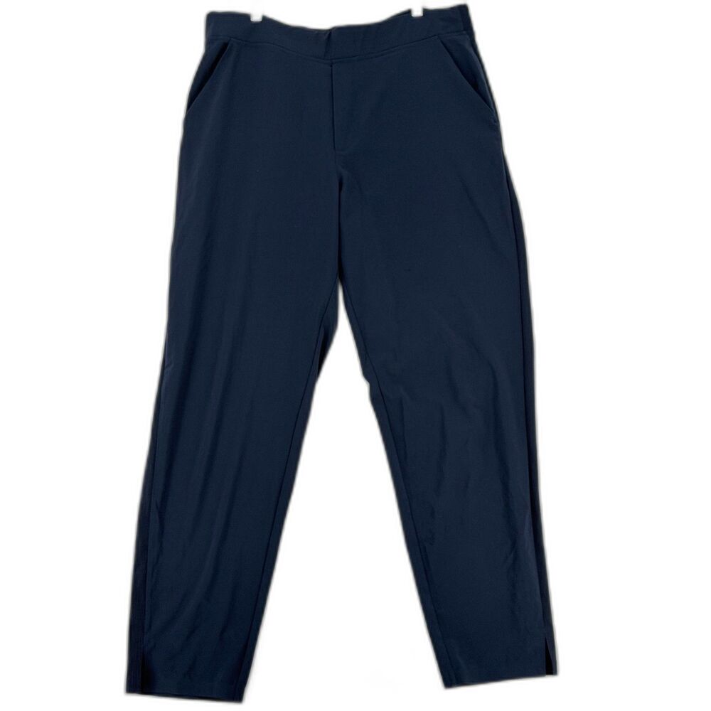 Athleta Navy Blue Ankle Pants Womens M Knit Side Slit Joggers Athleisure Lounge